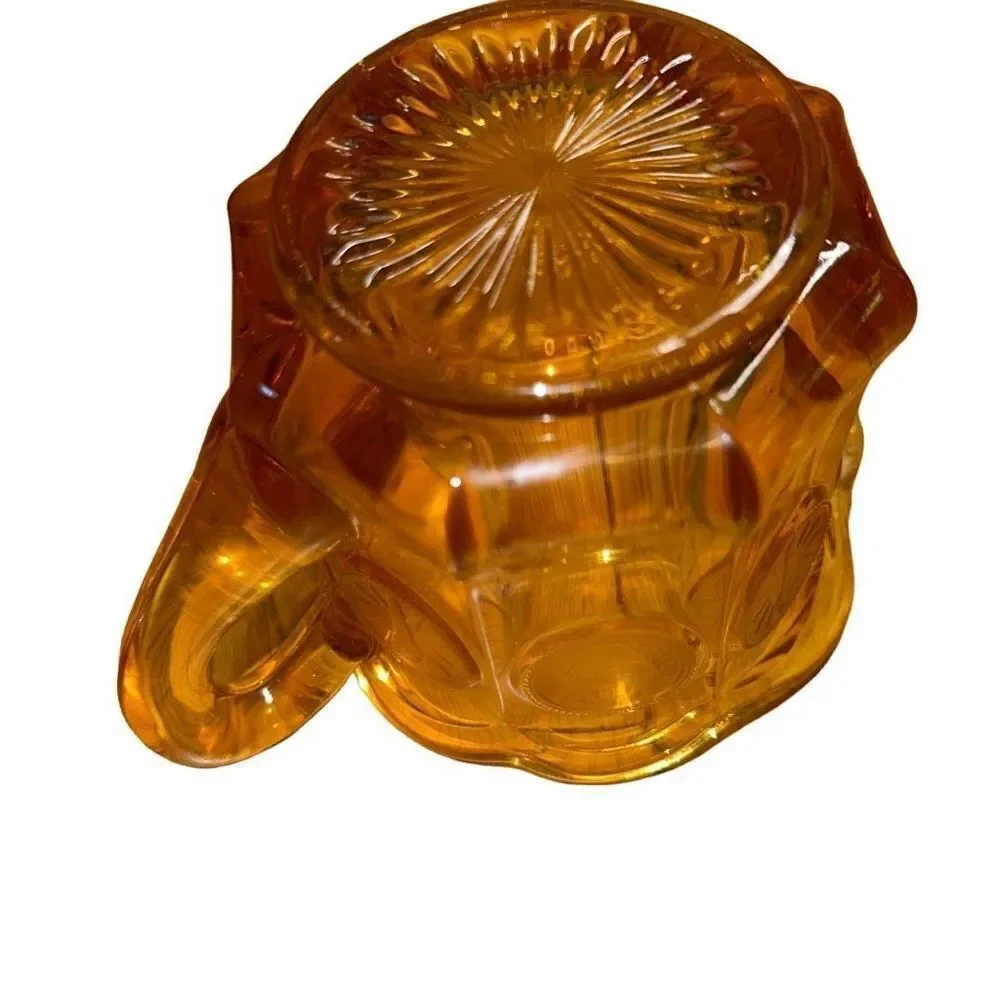 Vintage Amber Fostoria Coin Glass Creamer Pitcher 1887 Over Eagle accent
